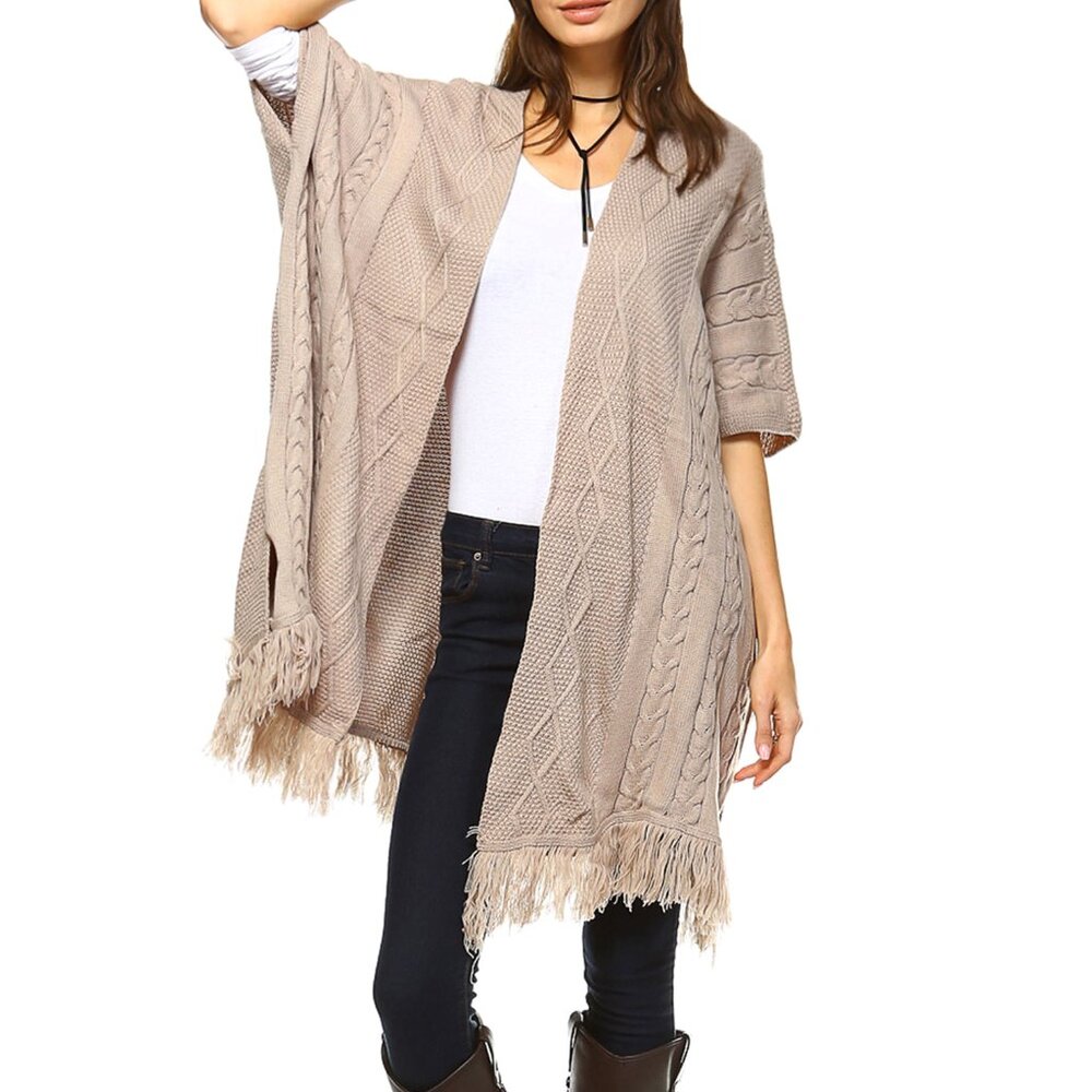 White Mark Womens Aztec Cardigan With Fringe New With Tags One Size
